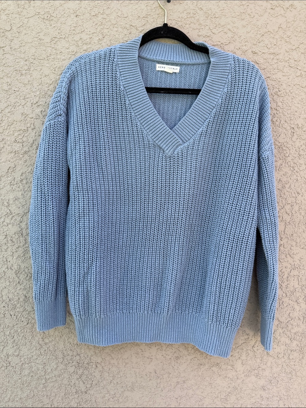 a new day Dusty Blue V-Neck Chunky Knit Sweater